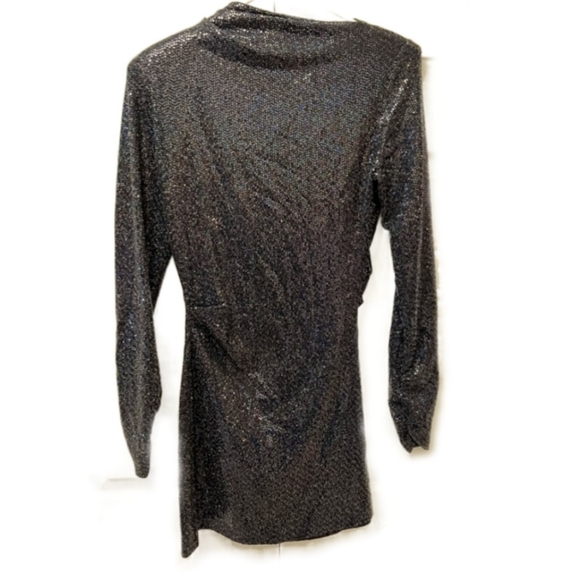 NWT Zara Black Dress Draped Multi Color Sequin Size Medium - Picture 4 of 6
